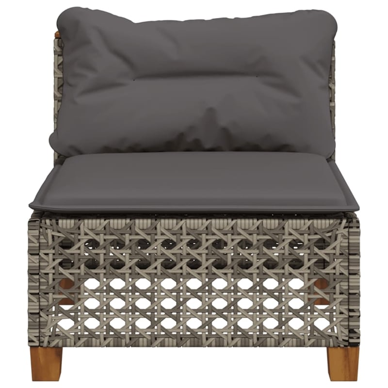 Afuera Living Poly Rattan Patio Armless Sofa With Cushions in Dark Gray