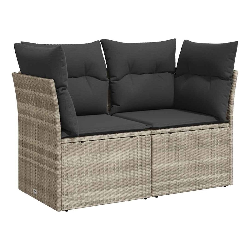 Afuera Living 2-Seater PE Rattan & Powder-Coated Steel Garden Sofa in Light Gray