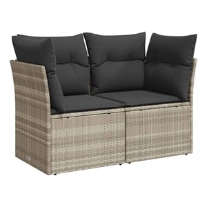 Afuera Living 2-Seater PE Rattan & Powder-Coated Steel Garden Sofa in Light Gray