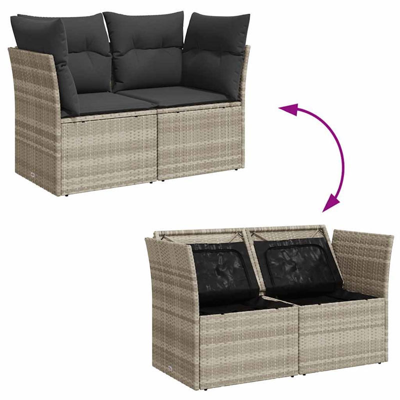 Afuera Living 2-Seater PE Rattan & Powder-Coated Steel Garden Sofa in Light Gray