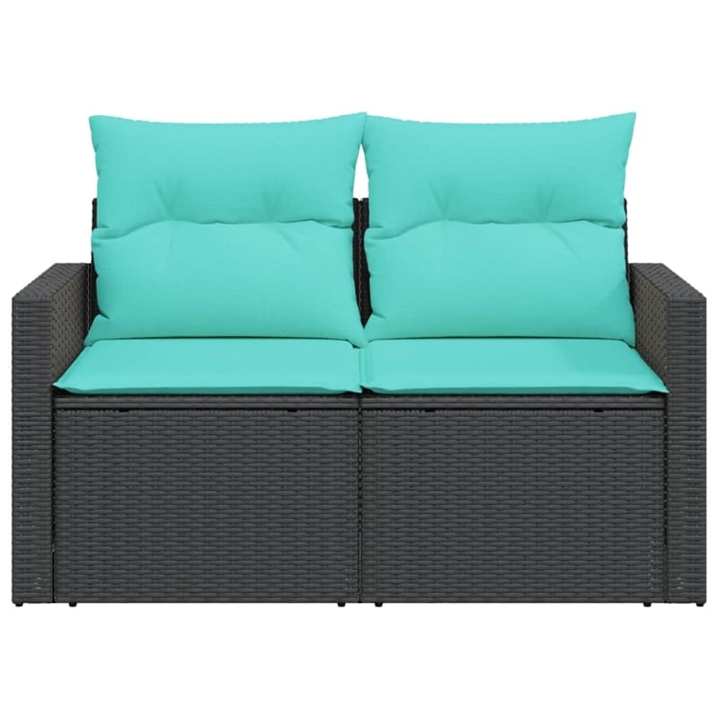 Afuera Living Contemporary Rattan Garden Sofa in Black And Blue
