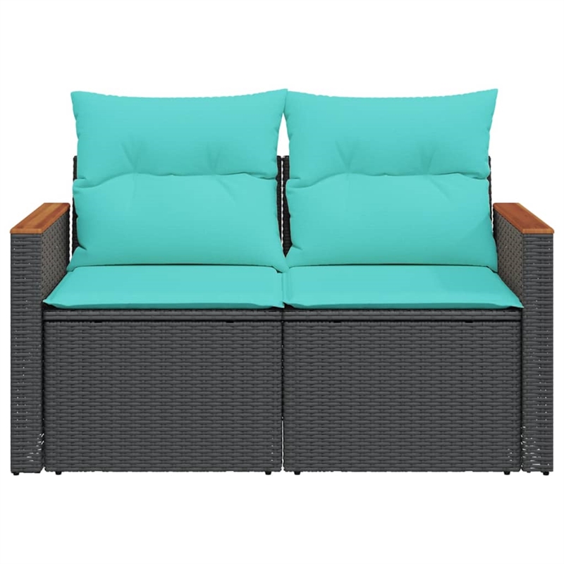Afuera Living Contemporary Synthetic Poly Rattan Garden Sofa in Black