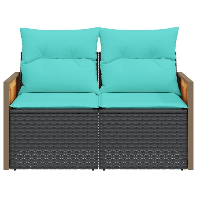 Afuera Living Contemporary Rattan Garden Sofa in Black And Blue
