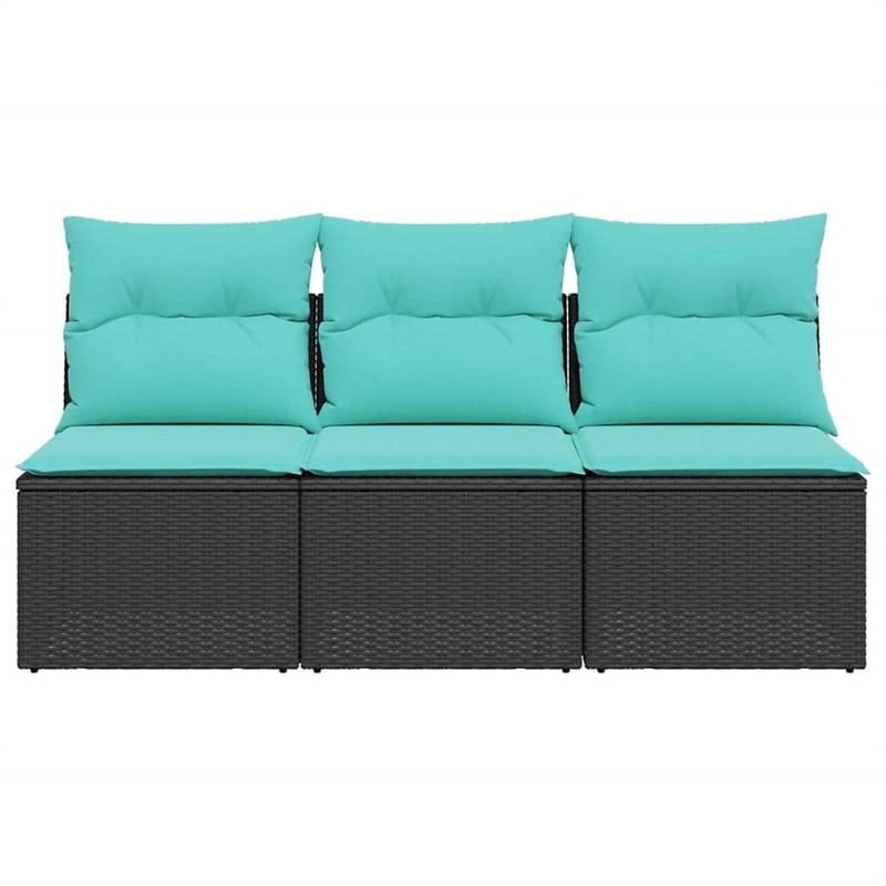 Afuera Living Contemporary Durable Poly Rattan Garden Sofa in Black