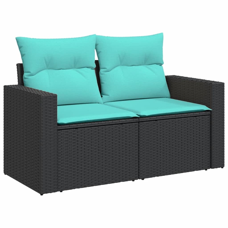 Afuera Living 2-Seater Poly Rattan Garden Sofa With Adjustable Feet in Black