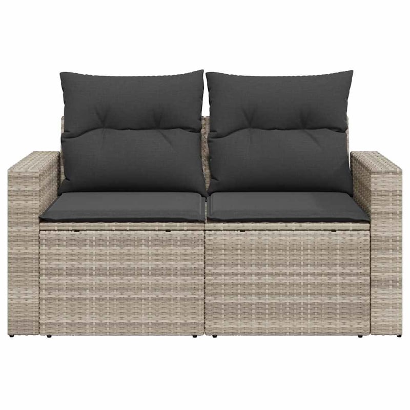 Afuera Living 2-Seater PE Rattan & Powder-Coated Steel Garden Sofa in Light Gray