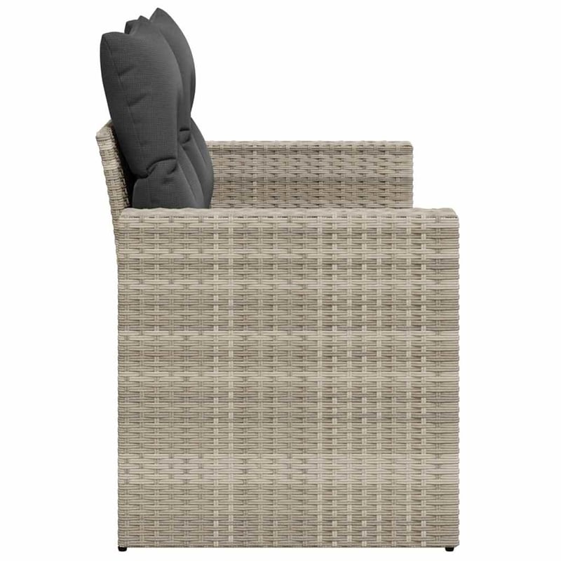 Afuera Living 2-Seater PE Rattan & Powder-Coated Steel Garden Sofa in Light Gray