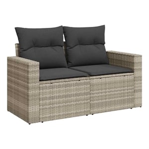 Afuera Living 2-Seater PE Rattan & Powder-Coated Steel Garden Sofa in Light Gray