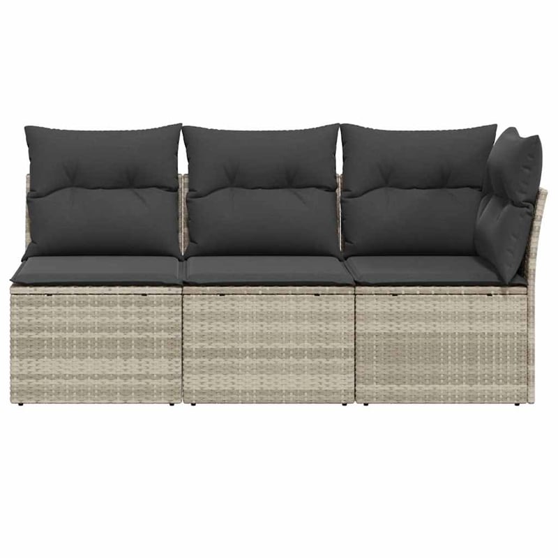 Afuera Living 3-Seater PE Rattan Modular Garden Sofa in Light Gray