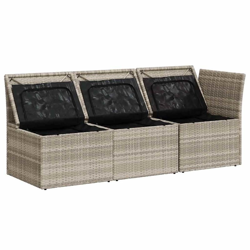 Afuera Living 3-Seater PE Rattan Modular Garden Sofa in Light Gray
