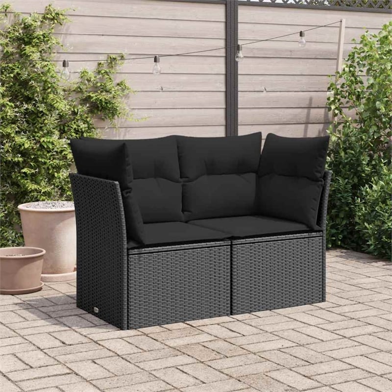 Afuera Living 2-Seater Poly Rattan And Powder-Coated Steel Garden Sofa in Black