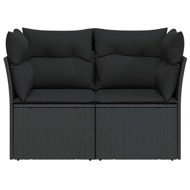 Afuera Living 2-Seater Poly Rattan And Powder-Coated Steel Garden Sofa in Black