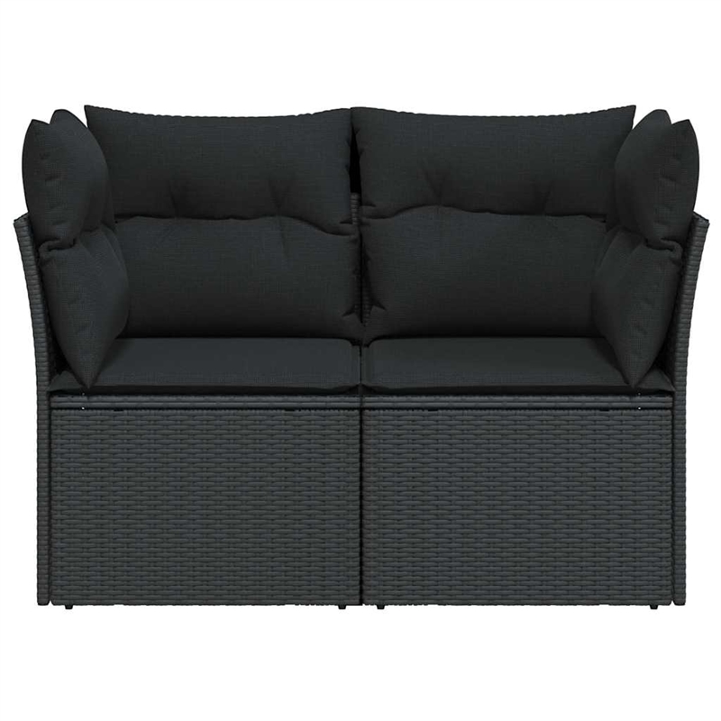 Afuera Living 2-Seater Poly Rattan And Powder-Coated Steel Garden Sofa in Black