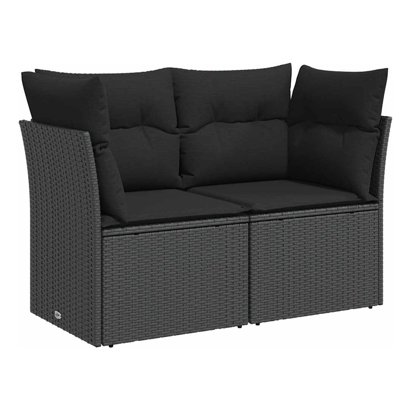 Afuera Living 2-Seater Poly Rattan And Powder-Coated Steel Garden Sofa in Black