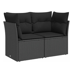 Afuera Living 2-Seater Poly Rattan And Powder-Coated Steel Garden Sofa in Black