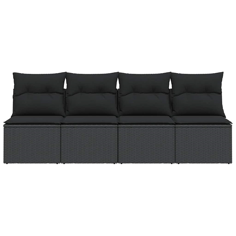 Afuera Living 4-Seater Poly Rattan And Powder-Coated Steel Garden Sofa in Black