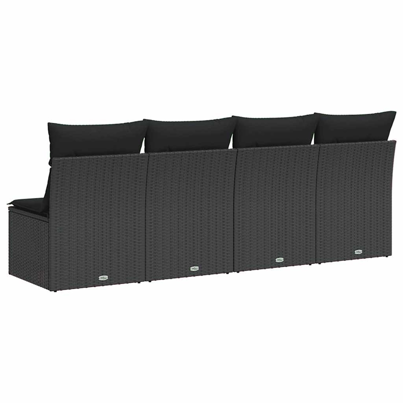 Afuera Living 4-Seater Poly Rattan And Powder-Coated Steel Garden Sofa in Black
