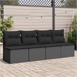 Afuera Living 4-Seater Poly Rattan And Powder-Coated Steel Garden Sofa in Black