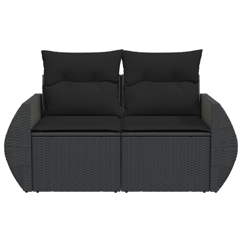 Afuera Living Medium Poly Rattan Garden Sofa UV-Resistant in Black