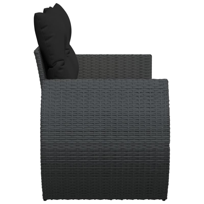 Afuera Living Medium Poly Rattan Garden Sofa UV-Resistant in Black