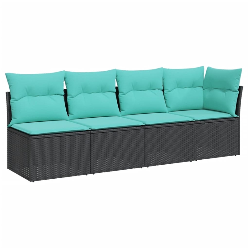 Afuera Living 4-Seater PE Rattan Garden Sofa With Adjustable Feet in Black