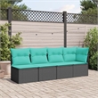 Afuera Living 4-Seater PE Rattan Garden Sofa With Adjustable Feet in Black