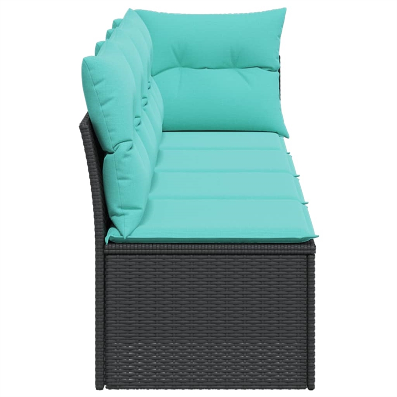 Afuera Living 4-Seater PE Rattan Garden Sofa With Adjustable Feet in Black
