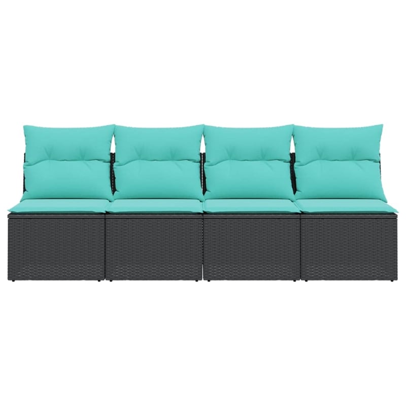 Afuera Living Contemporary Rattan Garden Sofa in Black And Blue