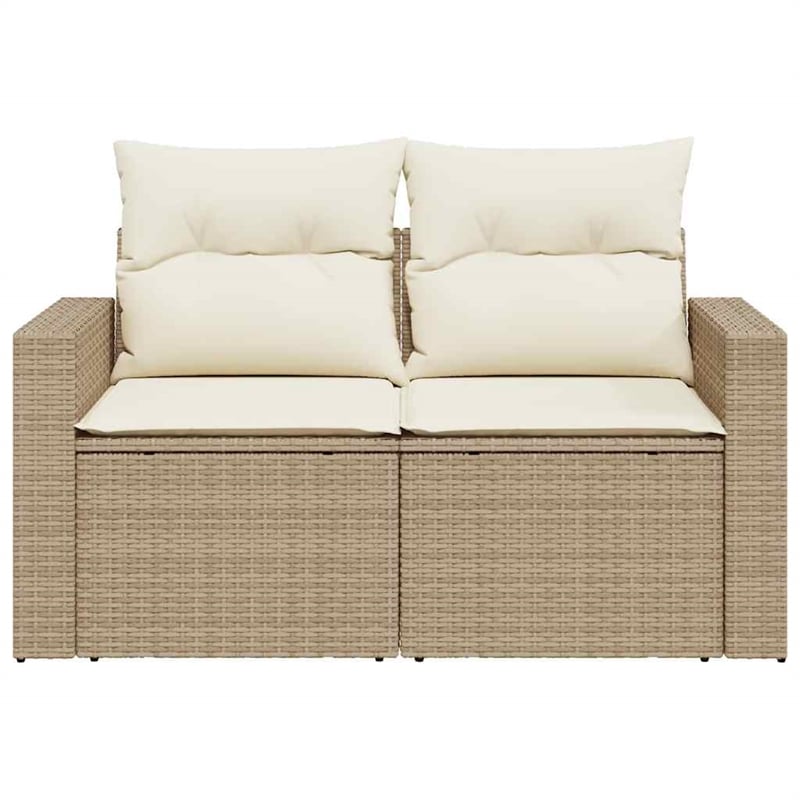 Afuera Living Rattan & Steel & Polyester Medium Garden Sofa in Beige