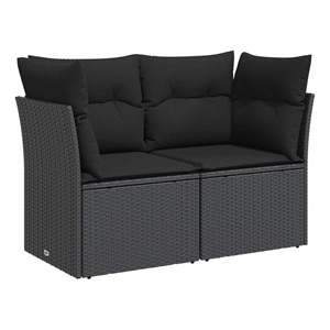 Afuera Living 2-Seater PE Rattan And Powder-Coated Steel Garden Sofa in Black