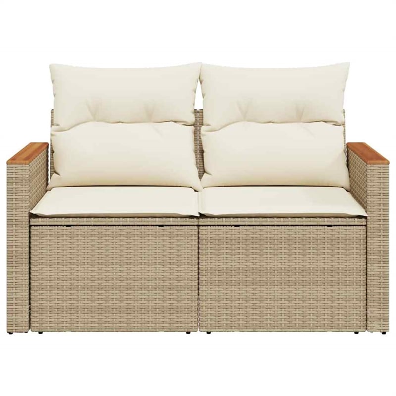 Afuera Living PE Rattan & Powder-Coated Steel & Acacia Wood Patio Sofa in Beige