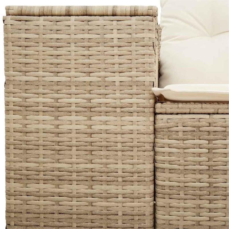 Afuera Living 2-Seater Poly Rattan Garden Sofa With Adjustable Legs in Beige