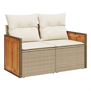 Afuera Living 2-Seater Poly Rattan Garden Sofa UV-Resistant in Beige