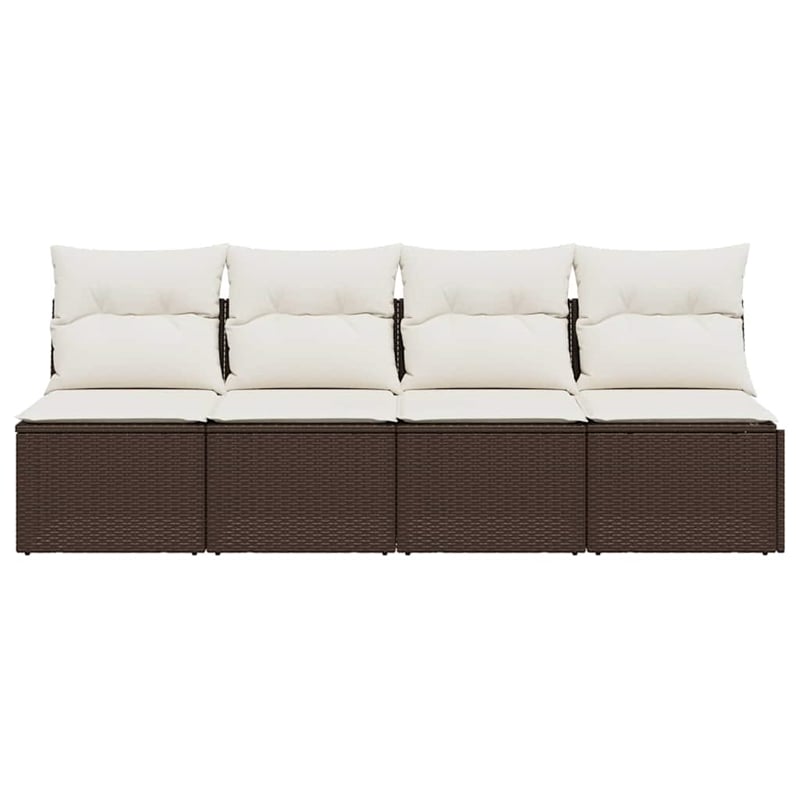 Afuera Living Poly Rattan & Powder-Coated Steel Garden Sofa in Brown & Cream