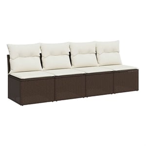 Afuera Living Poly Rattan & Powder-Coated Steel Garden Sofa in Brown & Cream