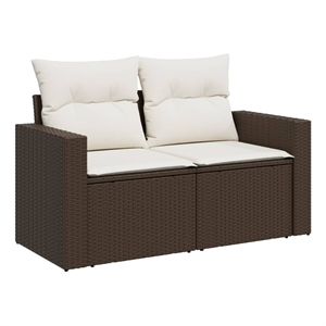 Afuera Living Poly Rattan 2-Seater Adjustable Feet Garden Sofa in Brown