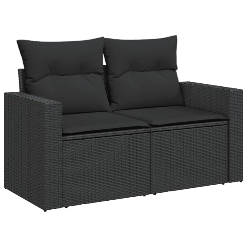 Afuera Living 2-Seater Rattan & Powder-Coated Steel Modular Garden Sofa in Black