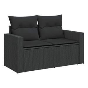 Afuera Living 2-Seater Rattan & Powder-Coated Steel Modular Garden Sofa in Black