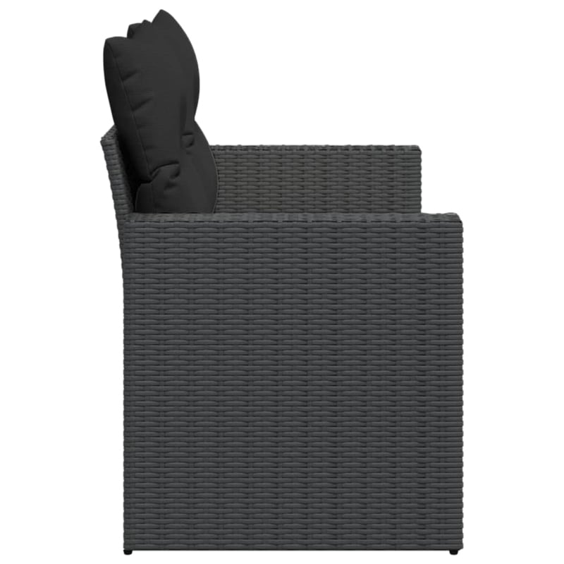 Afuera Living 2-Seater Rattan & Powder-Coated Steel Modular Garden Sofa in Black