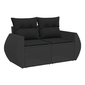 Afuera Living 2-Seater Poly Rattan Modular Garden Sofa in Black