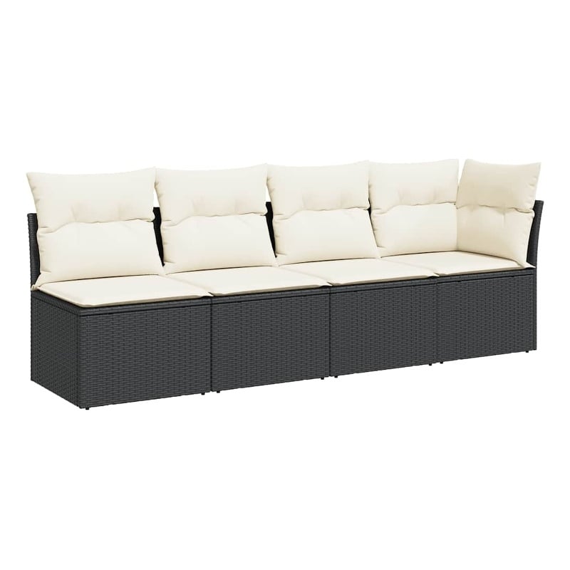 Afuera Living Contemporary Rattan Garden Sofa in Black And Cream