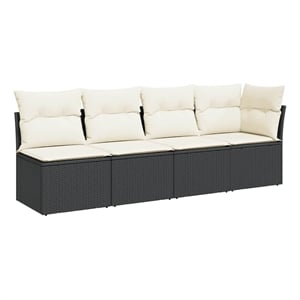 Afuera Living Contemporary Rattan Garden Sofa in Black And Cream