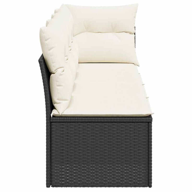 Afuera Living Contemporary Rattan Garden Sofa in Black And Cream