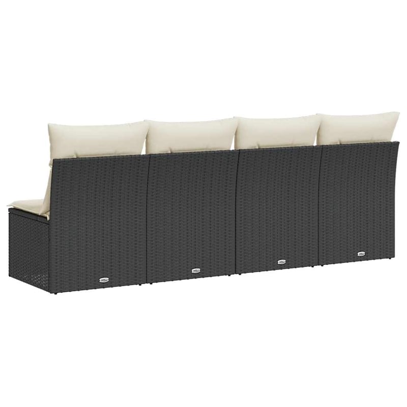 Afuera Living Contemporary Rattan Garden Sofa in Black And Cream