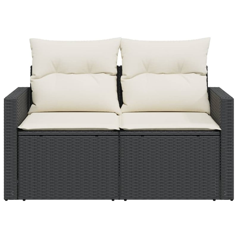 Afuera Living 2-Seater PE Rattan Modular Garden Sofa in Black And Cream