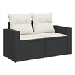 Afuera Living 2-Seater PE Rattan Modular Garden Sofa in Black And Cream