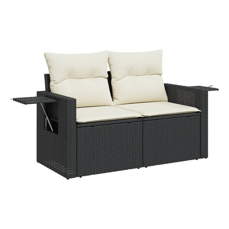 Afuera Living Contemporary Rattan Garden Sofa in Black And Cream