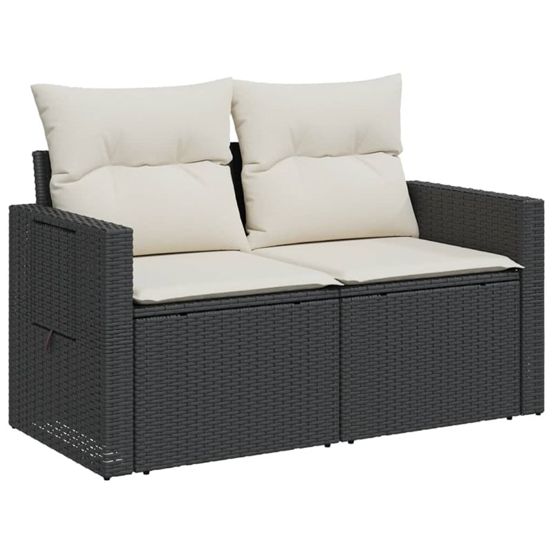 Afuera Living Contemporary Rattan Garden Sofa in Black And Cream