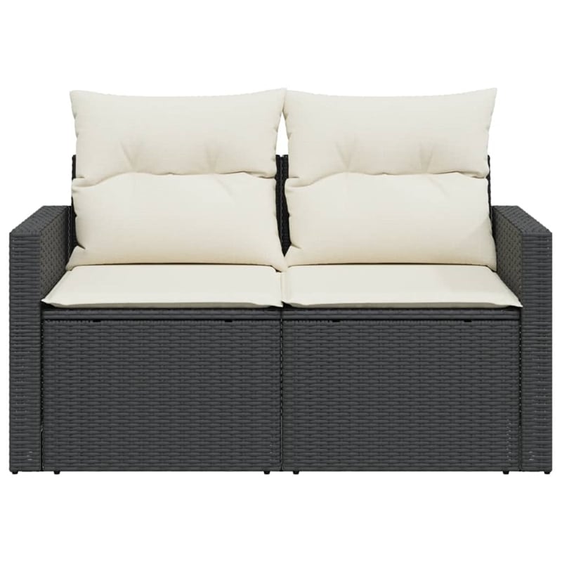 Afuera Living Contemporary Rattan Garden Sofa in Black And Cream