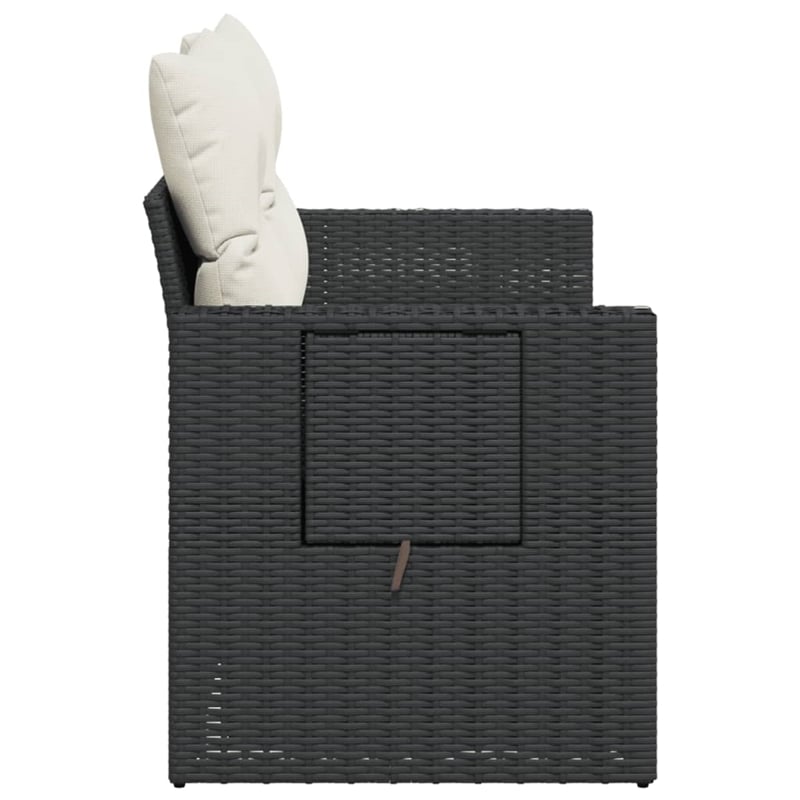 Afuera Living Contemporary Rattan Garden Sofa in Black And Cream